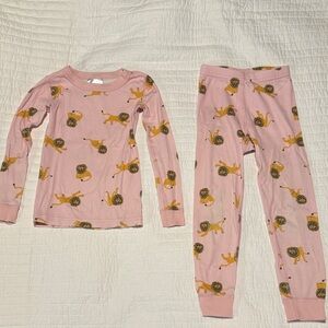 Hanna Andersson Pink Lion Print Kids Pajama Set